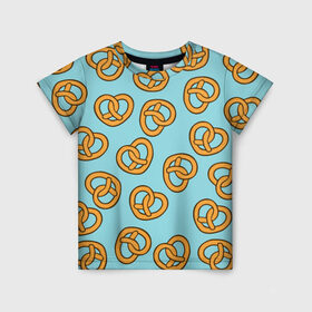 Детская футболка 3D с принтом Сердца Крендельки в Белгороде, 100% гипоаллергенный полиэфир | прямой крой, круглый вырез горловины, длина до линии бедер, чуть спущенное плечо, ткань немного тянется | food | hearts | love | pattern | pretzels | vegetarian | вегетарианство | еда | крендели | любовь | паттерн | правильное питание | претцели | сердца