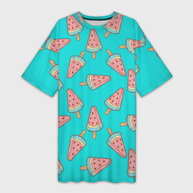 Платье-футболка 3D с принтом Ice cream Watermelon в Белгороде,  |  | food | ice cream | pattern | sweet | vegetarian | watermelon | арбуз | вегетарианство | еда | мороженое | паттерн | правильное питание | сладкое