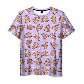 Мужская футболка 3D с принтом Пицца Мун в Белгороде, 100% полиэфир | прямой крой, круглый вырез горловины, длина до линии бедер | food | pattern | pizza | sailor moon | еда | паттерн | пицца | сейлор мун