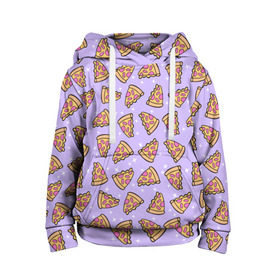Детская толстовка 3D с принтом Пицца Мун в Белгороде, 100% полиэстер | двухслойный капюшон со шнурком для регулировки, мягкие манжеты на рукавах и по низу толстовки, спереди карман-кенгуру с мягким внутренним слоем | food | pattern | pizza | sailor moon | еда | паттерн | пицца | сейлор мун
