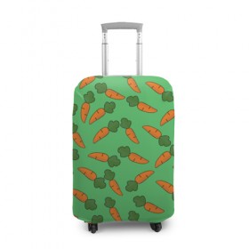 Чехол для чемодана 3D с принтом Carrots в Белгороде, 86% полиэфир, 14% спандекс | двустороннее нанесение принта, прорези для ручек и колес | carrot | food | pattern | vegan | vegetarian | веган | вегетарианство | еда | кролик | марковка | морковь | паттерн