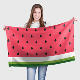 Флаг 3D с принтом Арбузная в Белгороде, 100% полиэстер | плотность ткани — 95 г/м2, размер — 67 х 109 см. Принт наносится с одной стороны | food | pattern | vegan | vegetarian | watermelon | арбуз | веган | вегетарианство | еда | паттерн