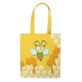 Сумка 3D повседневная с принтом Пчелка в Белгороде, 100% полиэстер | Плотность: 200 г/м2; Размер: 34×35 см; Высота лямок: 30 см | животные | лето | мед | насекомые | природа | пчела | пчелка | соты