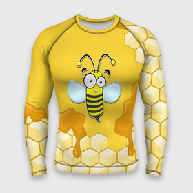 Мужской рашгард 3D с принтом Пчелка в Белгороде,  |  | Тематика изображения на принте: животные | лето | мед | насекомые | природа | пчела | пчелка | соты