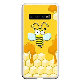 Чехол для Samsung Galaxy S10 с принтом Пчелка в Белгороде, Силикон | Область печати: задняя сторона чехла, без боковых панелей | Тематика изображения на принте: животные | лето | мед | насекомые | природа | пчела | пчелка | соты