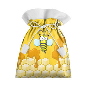 Подарочный 3D мешок с принтом Пчелка в Белгороде, 100% полиэстер | Размер: 29*39 см | Тематика изображения на принте: животные | лето | мед | насекомые | природа | пчела | пчелка | соты