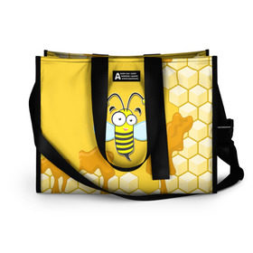 Сумка-шоппер 3D с принтом Пчелка в Белгороде, 100% полиэстер | застегивается на металлическую кнопку; внутренний карман застегивается на молнию. Стенки укреплены специальным мягким материалом, чтобы защитить содержимое от несильных ударов
 | животные | лето | мед | насекомые | природа | пчела | пчелка | соты