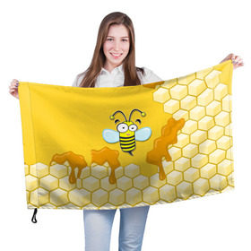 Флаг 3D с принтом Пчелка в Белгороде, 100% полиэстер | плотность ткани — 95 г/м2, размер — 67 х 109 см. Принт наносится с одной стороны | животные | лето | мед | насекомые | природа | пчела | пчелка | соты