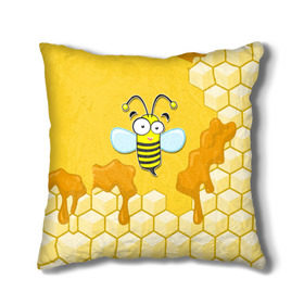 Подушка 3D с принтом Пчелка в Белгороде, наволочка – 100% полиэстер, наполнитель – холлофайбер (легкий наполнитель, не вызывает аллергию). | состоит из подушки и наволочки. Наволочка на молнии, легко снимается для стирки | животные | лето | мед | насекомые | природа | пчела | пчелка | соты