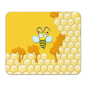 Коврик прямоугольный с принтом Пчелка в Белгороде, натуральный каучук | размер 230 х 185 мм; запечатка лицевой стороны | Тематика изображения на принте: животные | лето | мед | насекомые | природа | пчела | пчелка | соты