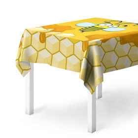 Скатерть 3D с принтом Пчелка в Белгороде, 100% полиэстер (ткань не мнется и не растягивается) | Размер: 150*150 см | животные | лето | мед | насекомые | природа | пчела | пчелка | соты