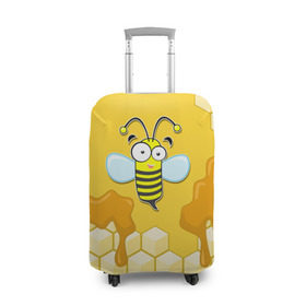 Чехол для чемодана 3D с принтом Пчелка в Белгороде, 86% полиэфир, 14% спандекс | двустороннее нанесение принта, прорези для ручек и колес | животные | лето | мед | насекомые | природа | пчела | пчелка | соты