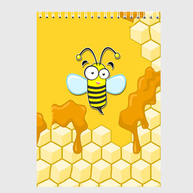 Скетчбук с принтом Пчелка в Белгороде, 100% бумага
 | 48 листов, плотность листов — 100 г/м2, плотность картонной обложки — 250 г/м2. Листы скреплены сверху удобной пружинной спиралью | Тематика изображения на принте: животные | лето | мед | насекомые | природа | пчела | пчелка | соты