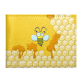 Обложка для студенческого билета с принтом Пчелка в Белгороде, натуральная кожа | Размер: 11*8 см; Печать на всей внешней стороне | Тематика изображения на принте: животные | лето | мед | насекомые | природа | пчела | пчелка | соты