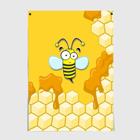 Постер с принтом Пчелка в Белгороде, 100% бумага
 | бумага, плотность 150 мг. Матовая, но за счет высокого коэффициента гладкости имеет небольшой блеск и дает на свету блики, но в отличии от глянцевой бумаги не покрыта лаком | животные | лето | мед | насекомые | природа | пчела | пчелка | соты