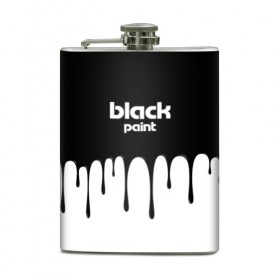 Фляга с принтом Black Paint в Белгороде, металлический корпус | емкость 0,22 л, размер 125 х 94 мм. Виниловая наклейка запечатывается полностью | Тематика изображения на принте: 