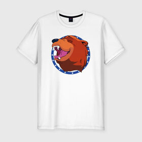 Мужская футболка премиум с принтом Bear for Hire в Белгороде, 92% хлопок, 8% лайкра | приталенный силуэт, круглый вырез ворота, длина до линии бедра, короткий рукав | Тематика изображения на принте: bear for hire | far cry 5 | медведь | фар край 5