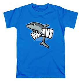 Мужская футболка хлопок с принтом Дельфины в Белгороде, 100% хлопок | прямой крой, круглый вырез горловины, длина до линии бедер, слегка спущенное плечо. | дельфин | дельфины | летние | лето | море | морская | отдых | отпуск | рыба | с дельфином