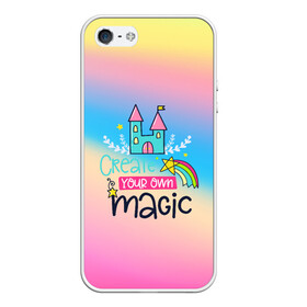 Чехол для iPhone 5/5S матовый с принтом Create your own magic в Белгороде, Силикон | Область печати: задняя сторона чехла, без боковых панелей | girl | life | name | rainbow | букет | девочки | дети | животные | позитив | радуга | смайл | счастье | текстура