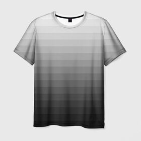 Мужская футболка 3D с принтом Серые полосы в Белгороде, 100% полиэфир | прямой крой, круглый вырез горловины, длина до линии бедер | белый | градиент | минимализм | полосы | серый | черный