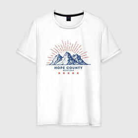 Мужская футболка хлопок с принтом Hope County в Белгороде, 100% хлопок | прямой крой, круглый вырез горловины, длина до линии бедер, слегка спущенное плечо. | far cry 5 | фар край