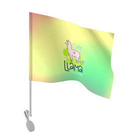 Флаг для автомобиля с принтом LAMA в Белгороде, 100% полиэстер | Размер: 30*21 см | girl | lama | life | name | букет | девочки | дети | животные | лама | позитив | радуга | смайл | счастье