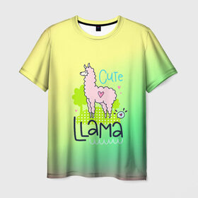 Мужская футболка 3D с принтом LAMA в Белгороде, 100% полиэфир | прямой крой, круглый вырез горловины, длина до линии бедер | Тематика изображения на принте: girl | lama | life | name | букет | девочки | дети | животные | лама | позитив | радуга | смайл | счастье