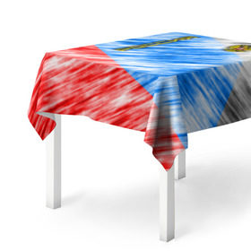 Скатерть 3D с принтом Российский флаг с гербом в Белгороде, 100% полиэстер (ткань не мнется и не растягивается) | Размер: 150*150 см | 