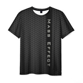 Мужская футболка 3D с принтом MASS EFFECT в Белгороде, 100% полиэфир | прямой крой, круглый вырез горловины, длина до линии бедер | abstract | game | geometry | logo | n7 | texture | абстракция | броня | геометрия | игра | лого | логотип | н7 | соты | стальная броня