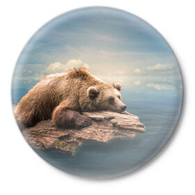 Значок с принтом A bear в Белгороде,  металл | круглая форма, металлическая застежка в виде булавки | animal | bear | животное | зверь | медведь | миша | россия