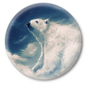 Значок с принтом Небо в Белгороде,  металл | круглая форма, металлическая застежка в виде булавки | animal | bear | животное | зверь | медведь | миша | россия