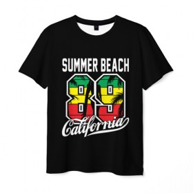 Мужская футболка 3D с принтом Калифорния в Белгороде, 100% полиэфир | прямой крой, круглый вырез горловины, длина до линии бедер | beach | cali | california | summer | usa | для отдыха | для отпуска | калифорния | летние | лето | море | океан | отпуск | пальмы | пляж | сша