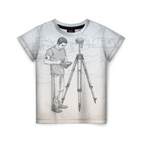 Детская футболка 3D с принтом Парень с контроллером в Белгороде, 100% гипоаллергенный полиэфир | прямой крой, круглый вырез горловины, длина до линии бедер, чуть спущенное плечо, ткань немного тянется | surveyor | геодезист | геодезия