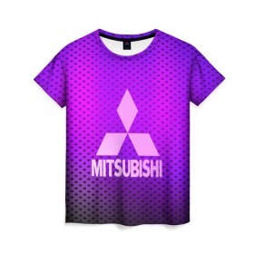 Женская футболка 3D с принтом MITSUBISHI в Белгороде, 100% полиэфир ( синтетическое хлопкоподобное полотно) | прямой крой, круглый вырез горловины, длина до линии бедер |  машина | марка | митсубиси