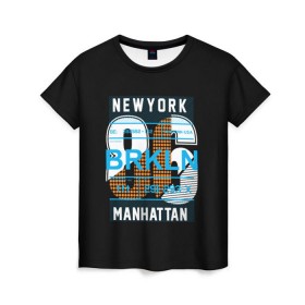 Женская футболка 3D с принтом Бруклин Нью-Йорк в Белгороде, 100% полиэфир ( синтетическое хлопкоподобное полотно) | прямой крой, круглый вырез горловины, длина до линии бедер | brooklyn | new york | urban | бронкс | бруклин | манхеттен | манхэттен | нью йорк | сша | урбан | урбан стиль | штаты