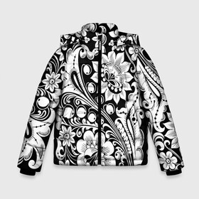 Зимняя куртка для мальчиков 3D с принтом Хохлома чб в Белгороде, ткань верха — 100% полиэстер; подклад — 100% полиэстер, утеплитель — 100% полиэстер | длина ниже бедра, удлиненная спинка, воротник стойка и отстегивающийся капюшон. Есть боковые карманы с листочкой на кнопках, утяжки по низу изделия и внутренний карман на молнии. 

Предусмотрены светоотражающий принт на спинке, радужный светоотражающий элемент на пуллере молнии и на резинке для утяжки | народный | орнамент | роспись | традиционный