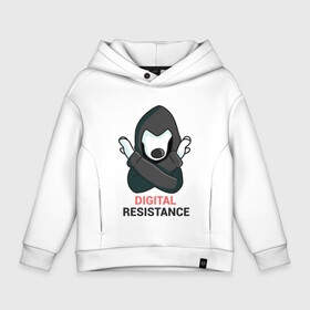 Детское худи Oversize хлопок с принтом Digital Resistance Dog в Белгороде, френч-терри — 70% хлопок, 30% полиэстер. Мягкий теплый начес внутри —100% хлопок | боковые карманы, эластичные манжеты и нижняя кромка, капюшон на магнитной кнопке | 