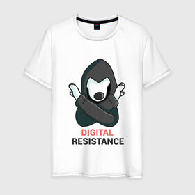 Мужская футболка хлопок с принтом Digital Resistance Dog в Белгороде, 100% хлопок | прямой крой, круглый вырез горловины, длина до линии бедер, слегка спущенное плечо. | 
