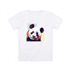 Детская футболка хлопок с принтом Панда в Белгороде, 100% хлопок | круглый вырез горловины, полуприлегающий силуэт, длина до линии бедер | абстракция | медведь | медведь абстракция | панда | панда абстракция | панды | с абстракцией | с медведем | с пандой