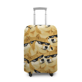 Чехол для чемодана 3D с принтом Doge мем в deal with it очках в Белгороде, 86% полиэфир, 14% спандекс | двустороннее нанесение принта, прорези для ручек и колес | deal with it очки | doge | meme | мем | мемы | сиба ину | сиба ину мем