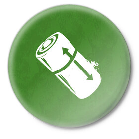 Значок с принтом Long Life Battery | DBD в Белгороде,  металл | круглая форма, металлическая застежка в виде булавки | dead by daylight | аккумулятор | батарейка | дбд