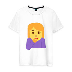 Мужская футболка хлопок с принтом Thinking Emoji в Белгороде, 100% хлопок | прямой крой, круглый вырез горловины, длина до линии бедер, слегка спущенное плечо. | Тематика изображения на принте: almightyholton | deshaun holton | emoji