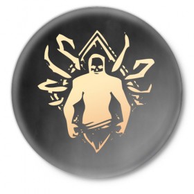 Значок с принтом Gatekeeper emblem в Белгороде,  металл | круглая форма, металлическая застежка в виде булавки | dbd | dead by daylight | emblem | gatekeeper | дбд | хранитель врат | эмблема
