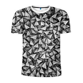 Мужская футболка 3D спортивная с принтом Бумажные самолетики в Белгороде, 100% полиэстер с улучшенными характеристиками | приталенный силуэт, круглая горловина, широкие плечи, сужается к линии бедра | telegram | белый | бумага | оригами | паттрен | самолет | самолетик | телеграмм