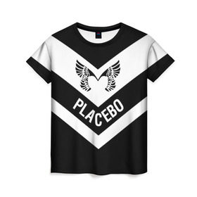 Женская футболка 3D с принтом Placebo в Белгороде, 100% полиэфир ( синтетическое хлопкоподобное полотно) | прямой крой, круглый вырез горловины, длина до линии бедер | placebo | альтернативный | инди | индирок | плацебо | рок