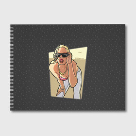 Альбом для рисования с принтом GTA SA - Девушка в очках в Белгороде, 100% бумага
 | матовая бумага, плотность 200 мг. | grand theft auto | gta | rockstar games | san andreas | гта | сан андреас