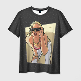 Мужская футболка 3D с принтом GTA SA - Девушка в очках в Белгороде, 100% полиэфир | прямой крой, круглый вырез горловины, длина до линии бедер | Тематика изображения на принте: grand theft auto | gta | rockstar games | san andreas | гта | сан андреас