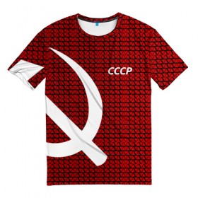 Мужская футболка 3D с принтом СССР СПОРТ в Белгороде, 100% полиэфир | прямой крой, круглый вырез горловины, длина до линии бедер | клетка | красный | молот | паттерн | серп