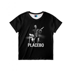 Детская футболка 3D с принтом Placebo в Белгороде, 100% гипоаллергенный полиэфир | прямой крой, круглый вырез горловины, длина до линии бедер, чуть спущенное плечо, ткань немного тянется | placebo | альтернативный | брайан молко | инди | индирок | плацебо | рок