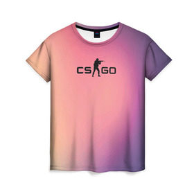 Женская футболка 3D с принтом CsGo Градиент в Белгороде, 100% полиэфир ( синтетическое хлопкоподобное полотно) | прямой крой, круглый вырез горловины, длина до линии бедер | cs go | csgo | global offensive | контр страйк | контра
